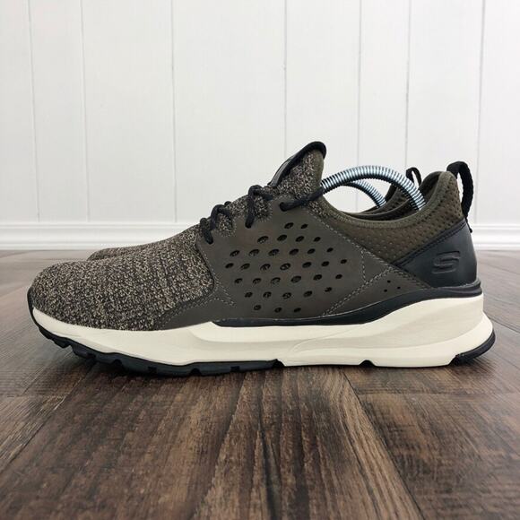 Skechers Relven Velton Sneaker Sporty Air Cooled Memory Foam Size 10 Green Brown - Picture 2 of 13